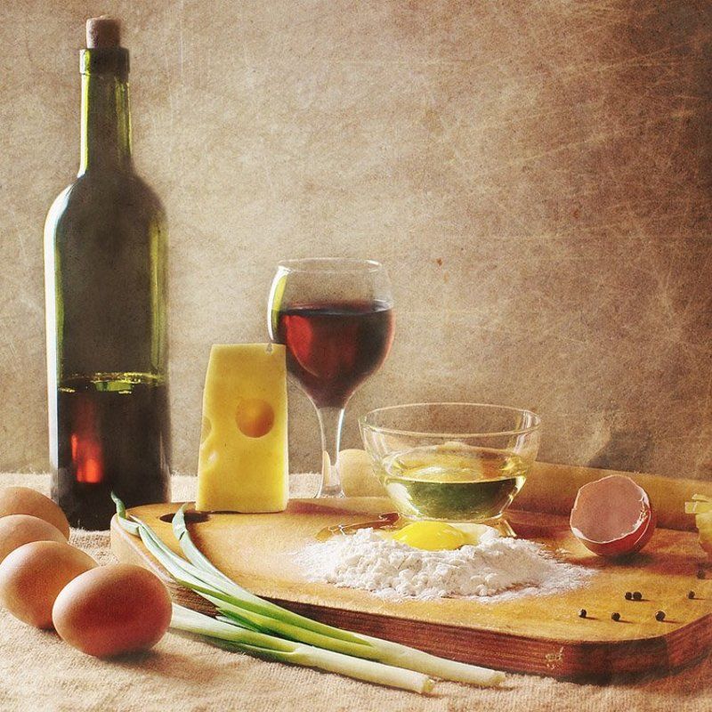 яйцо, мука, сыр, масло, вино, макароны Макаронный замес фото превью