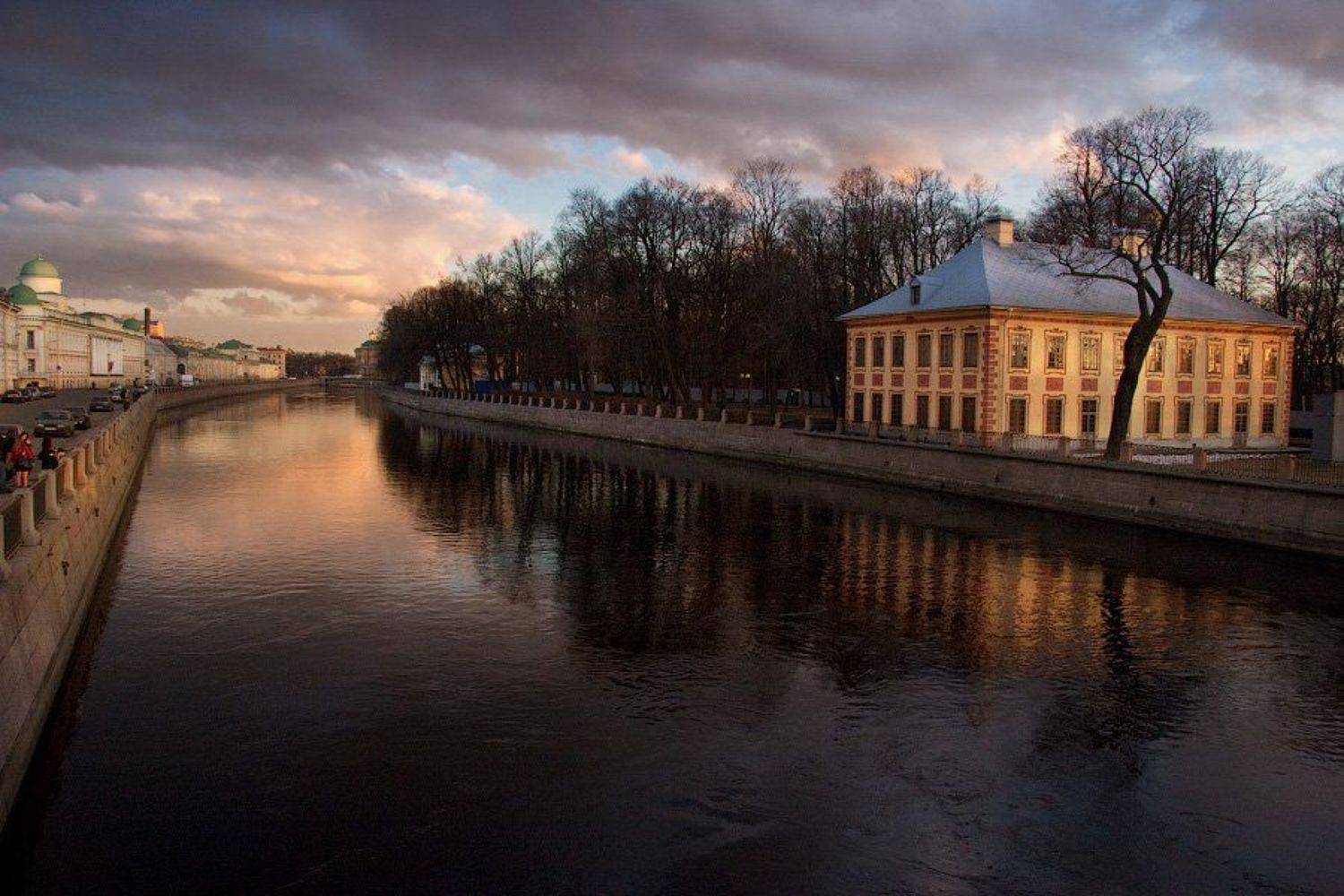 архитектура, вечер, вода, город, дерево, здание, набережная, небо, облако, отражение, парк, река, россия, сад, санкт-петербург, улица, фонтанка, dyadyavasya, Дмитрий Шамин