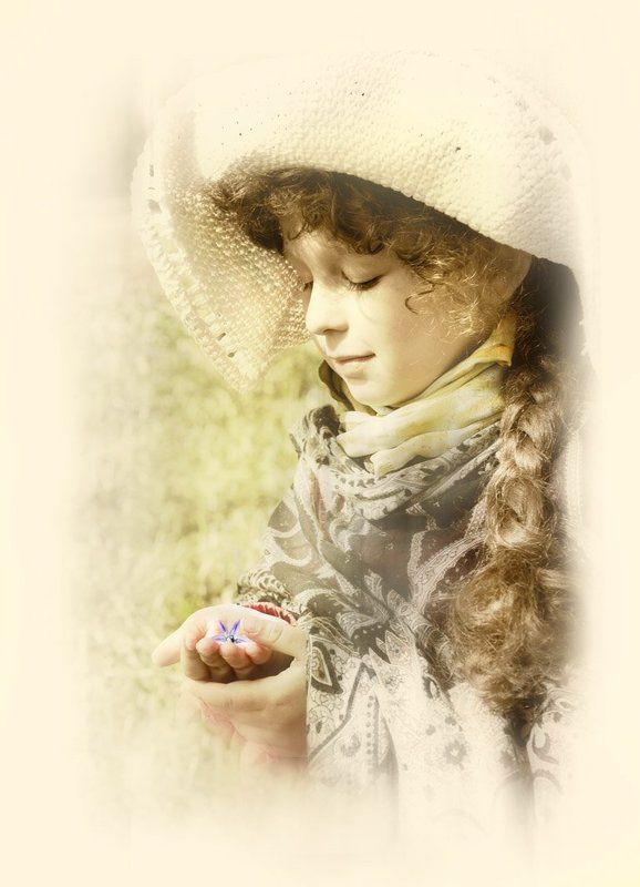 цветочек, девочка, шляпа, ретро, солнце цветочек на ладошке... фото превью