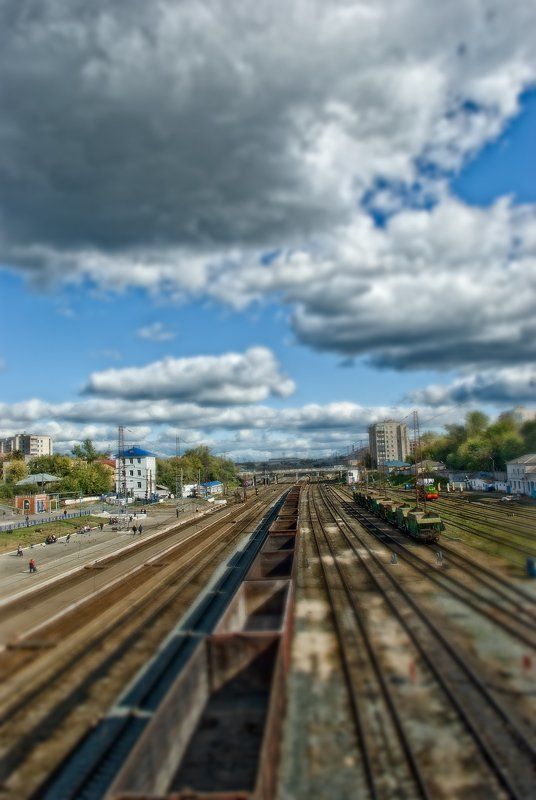 город, железная дорога, вокзал, небо Мой маленький город фото превью