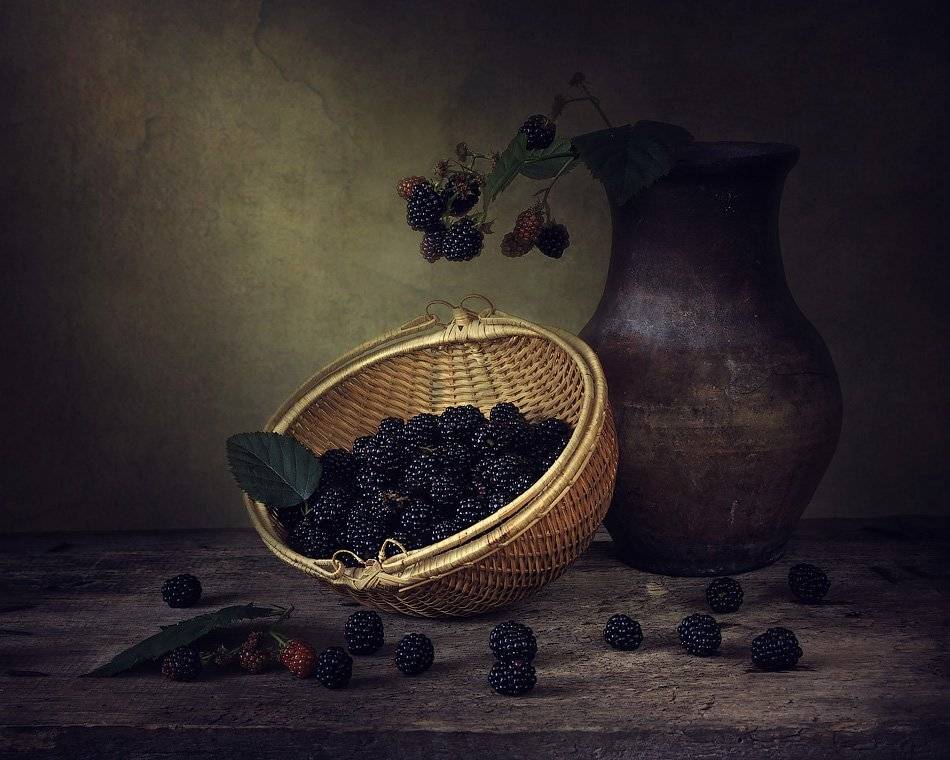 натюрморт, ежевика, корзинка, крынка, Ирина Приходько