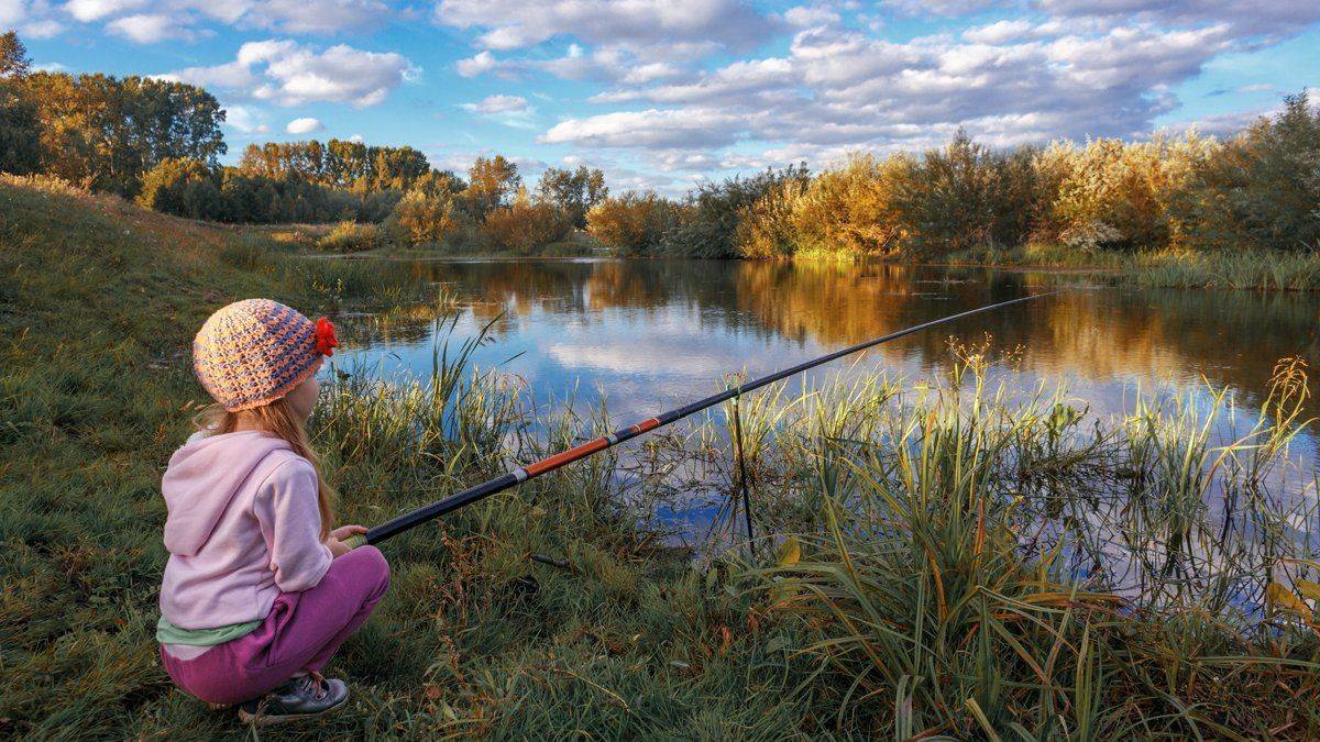 Дети, Осень, Пейзаж, Рыбалка, Цвелёв Дмитрий