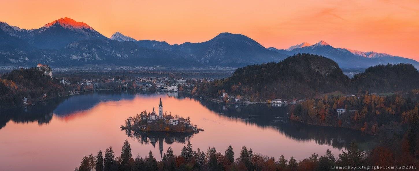 европа, словения, блед, альпы, архитектура, осень, фон, красивый, синий, спокойный, замок, католическая, христианская, церковь, утес, назначения, европейский, лесной, зеленый, холм, идиллический, остров, юлианские, озеро, ориентир, пейзаж, гора, горы, при, Александр Науменко