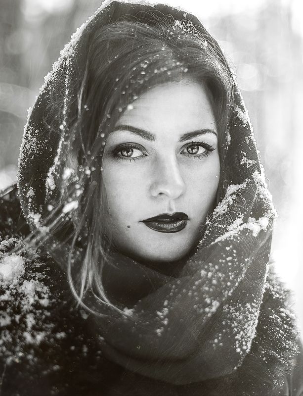 NIKON Snow Park Потрет Монохром ЧБ Евгения фото превью