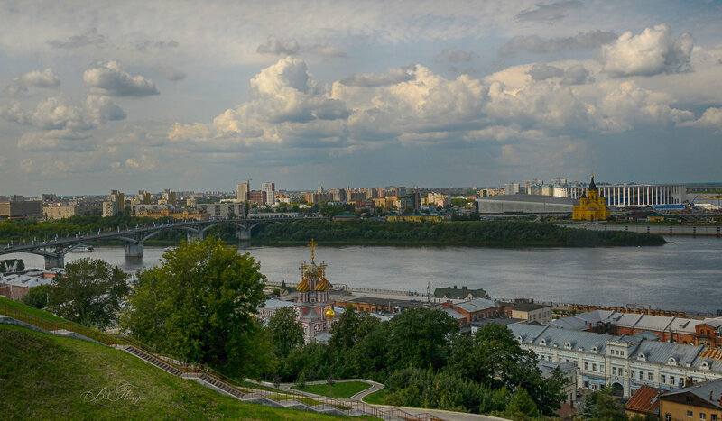 здания, мост, река, храм Нижний Новгород фото превью