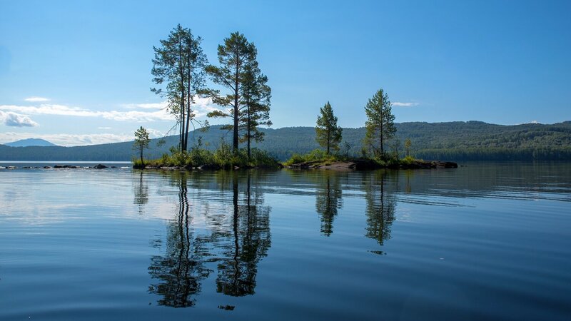 тиберкуль, озеро, лето, утро, остров, отражения, сосны, камни Утренняя соната фото превью