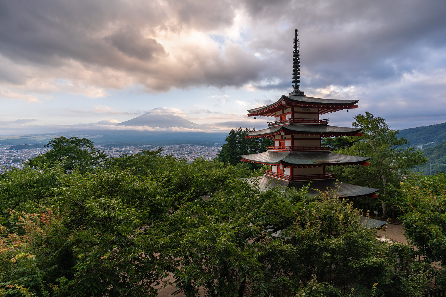 япония, фудзияма, фудзи, гора, вечер, закат, пагода, fuji, mount fuji, japan, evening, travel, Сергей Серушкин