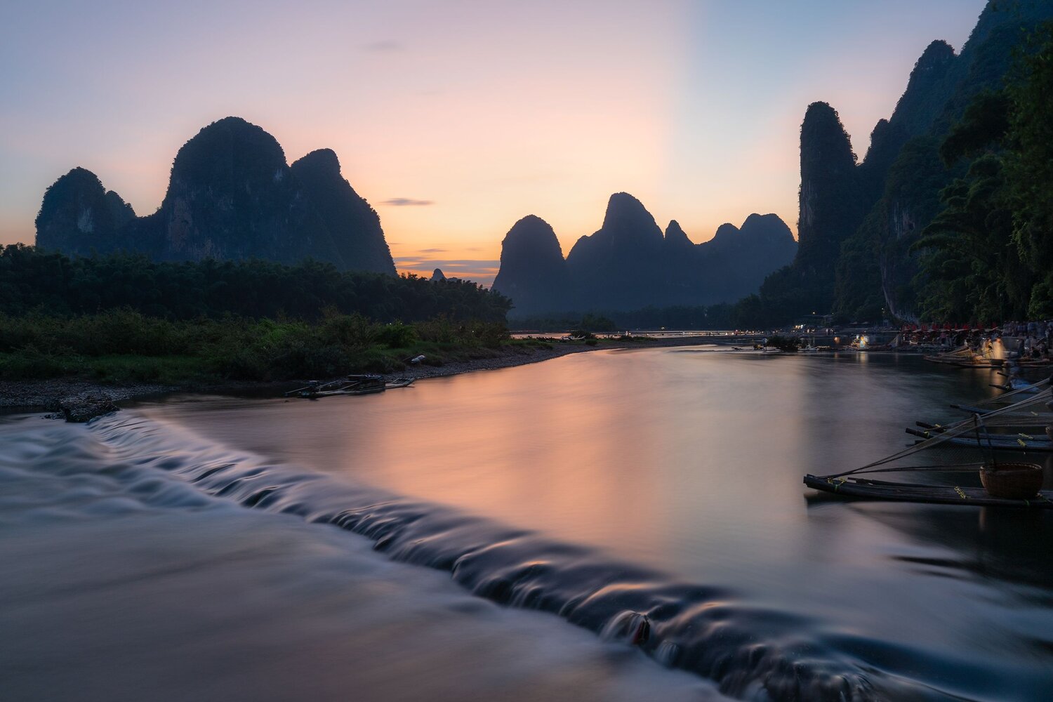 закат, вечер, река, пейзаж, сумерки, Китай, China, Li river, sunset, twilight, evening, landscape, scenery, travel, Сергей Серушкин