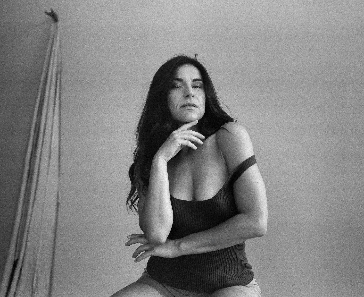 portrait, monochrome, blackandwhite, woman, contemplation, natural, light, indoor, studio, artistic, fineart, sensual, intimate, beauty, feminine, Rozman Erik