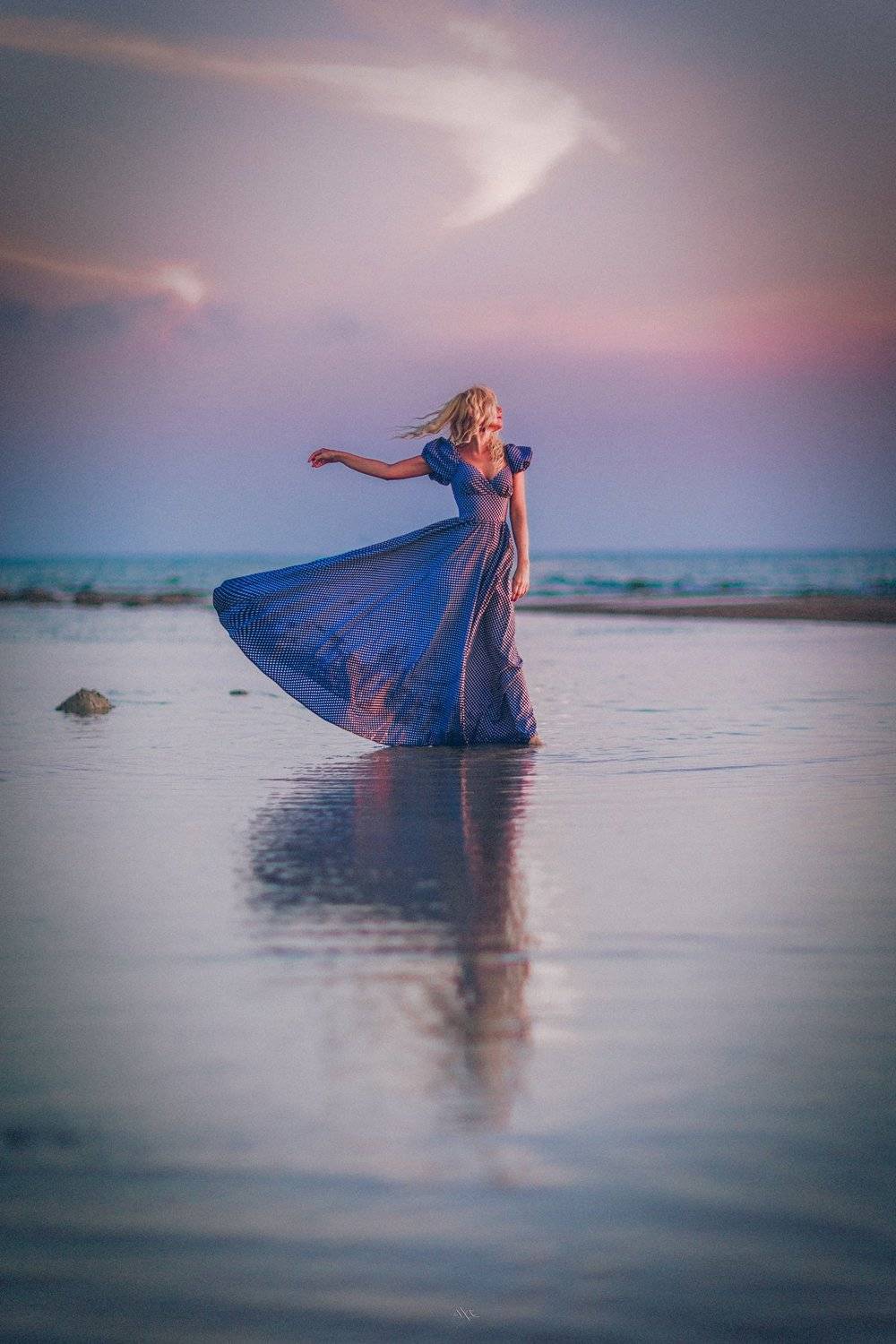 Baltic Sea, Reflection, Sunset, Woman, Руслан Болгов (Axe)