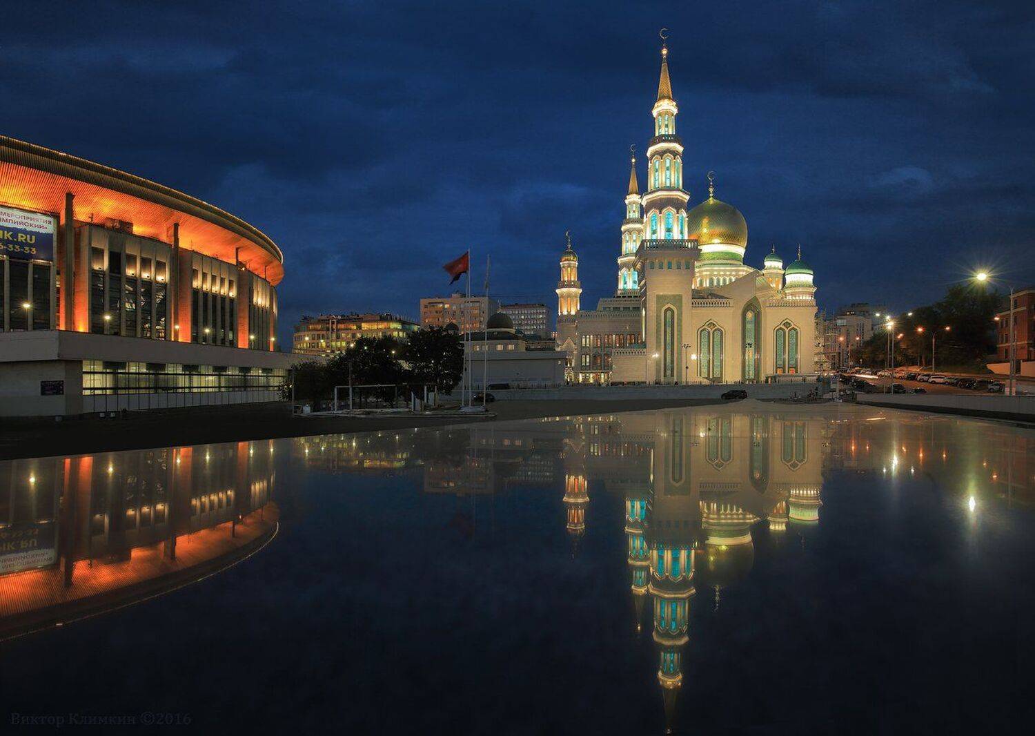 вечер, ислам, мечеть, москва, мусульманство, отражение, религия, соборная, Виктор Климкин