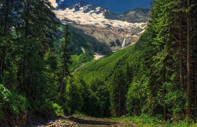 Утро в горах Домбая фото превью