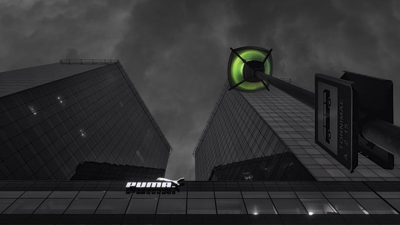 green, bw, black&white, night, office, facade, lantern, city, urban, skyscraper, Tallinn, Europe, Estonia, cityscape, monochrome, clouds, gloomy, dark, outdoor, architecture, street, mood, nature, blue hour, capital city, travel, light, windows, HDR, Puma фото превью