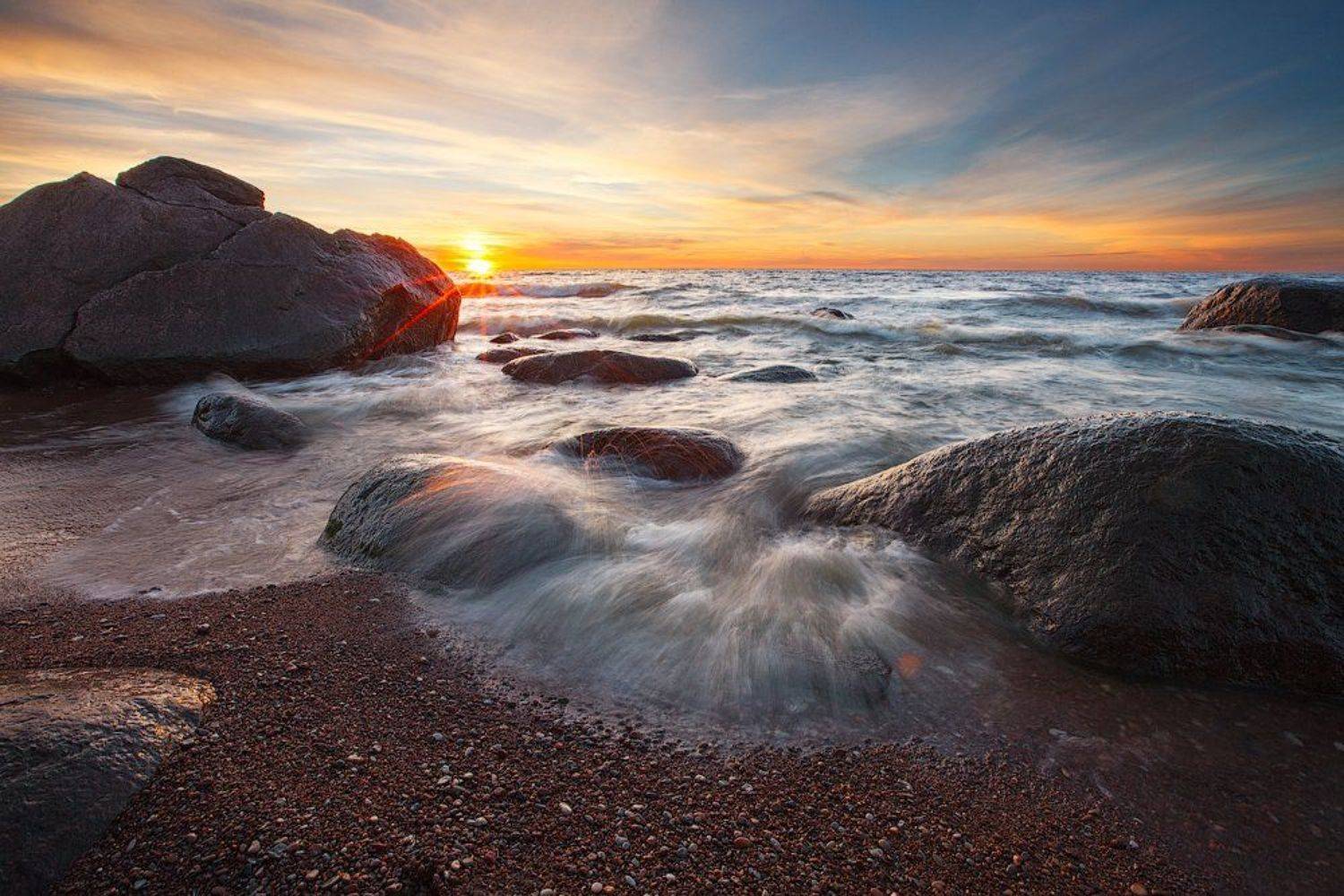 Август, Закат, Ключенков, Лето, Море, Пейзаж, Kljuchenkow Aleksandr