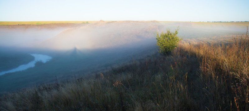 Осень, Река, Солнечное утро, Солнце, Трава, Туман, Утро Первое осеннее утро.... фото превью