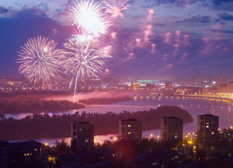 салют фейерверк омск город пейзаж россия  300-летие Омска фото превью