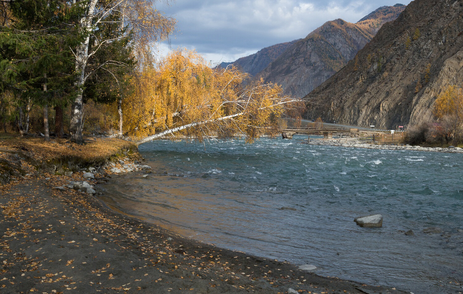 алтай, утро, осень, река чуя, горы, Вадим Душкин