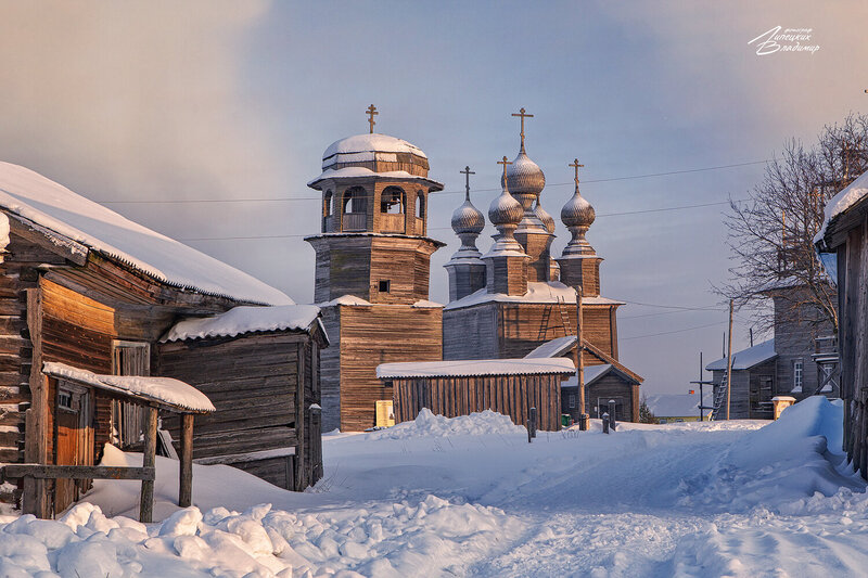 архангельская область, зима, ворзогоры, церковь Поморское село Ворзогоры фото превью