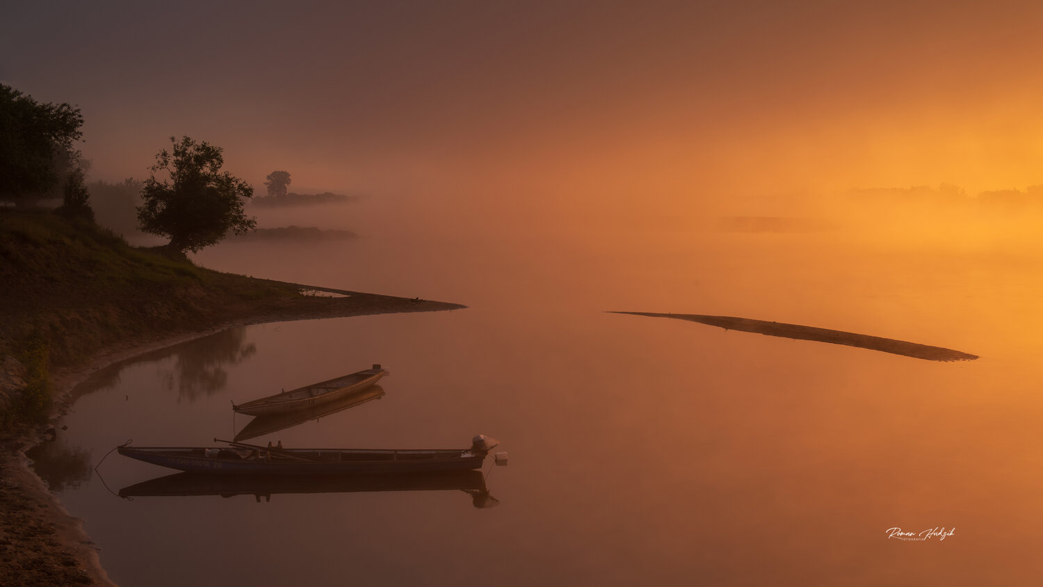 Boats, Sunrise, Tree, River, Landscape, Nikon, Hudzik Roman