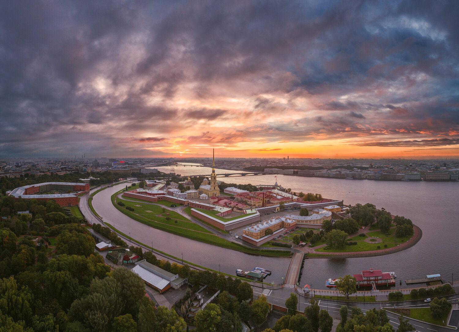 санкт-петербург, заячий, остров, рассвет, панорама, петропавловская, крепость, река, нева, Лукс Сергей