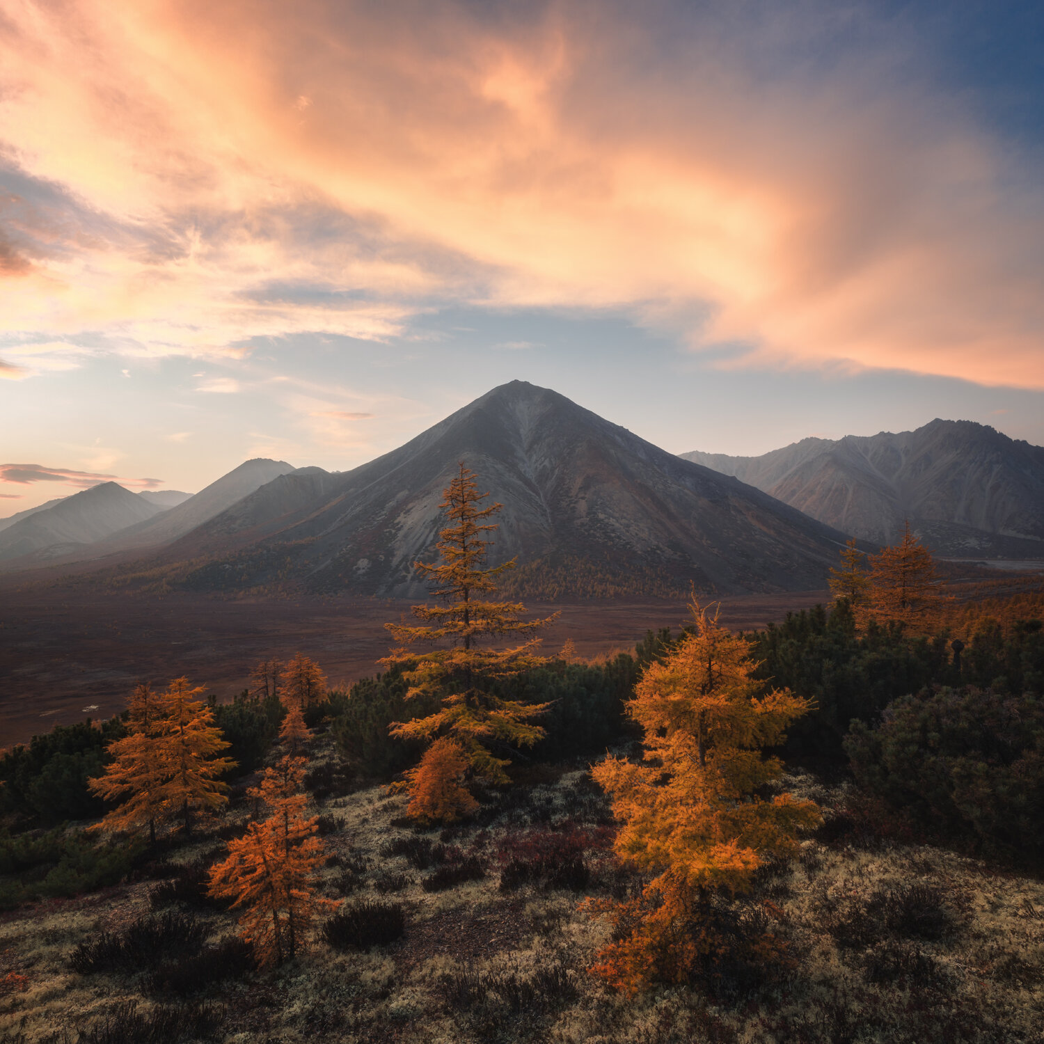якутия, хребет черского, улухан-чистай, осень, закат, Александр Писарев