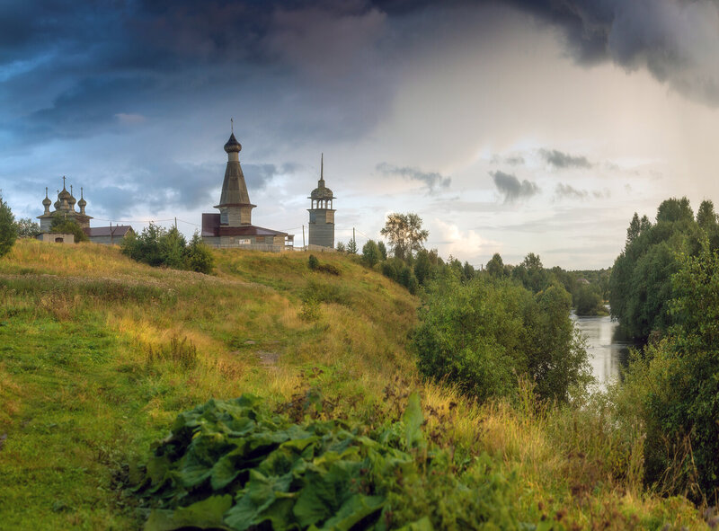 архангельская область, гроза, природа, русский север, лето, абрамовская, малошуйка Летний закат в деревне фото превью