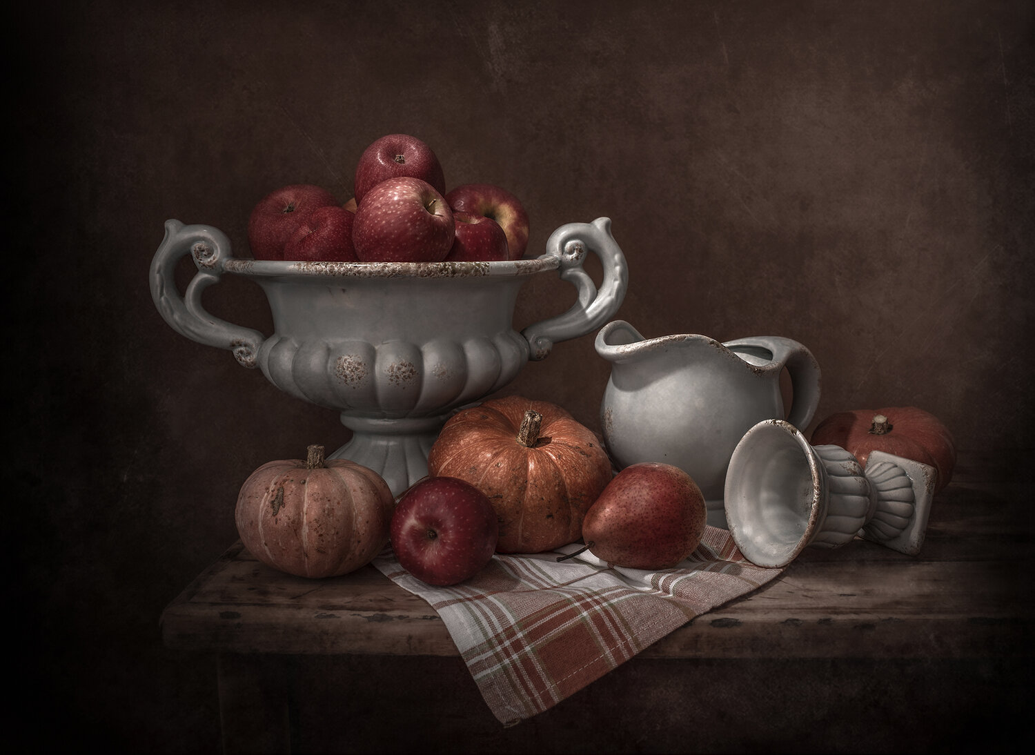 Still life, fruits, pumpkin, light, texture, old, Perfoncio Maria Margareth
