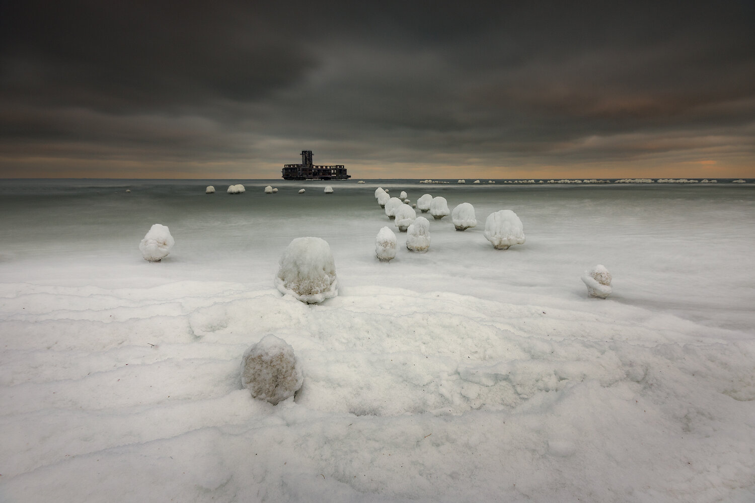 baltic sea, winter, cold, snow, ice, sunset, Lukasz Zugaj