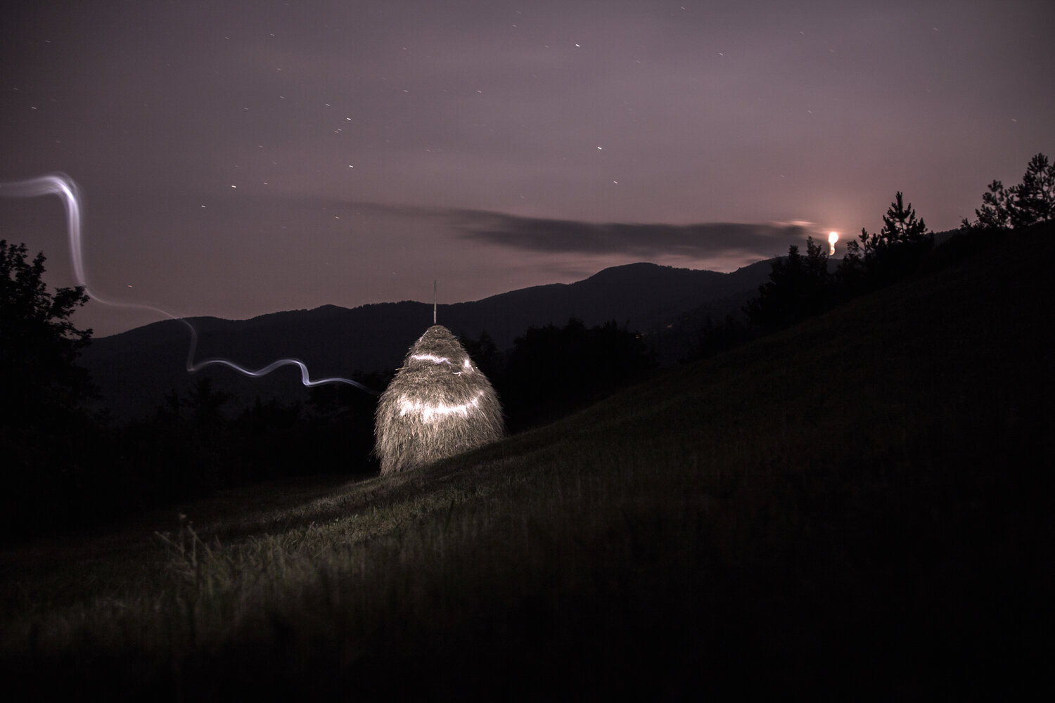 marko, radovanovic, serbia, night, longexposure, light, painting, hay, mountain, village, play, game, drawing, nightsky, stars, moon, Radovanovic Marko
