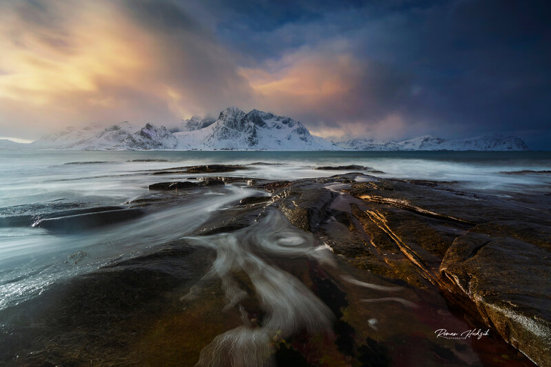 Norway, Lofoten, Sunset, Sea, Ocean, Mountains, Landscape, Nikon Lofoten фото превью
