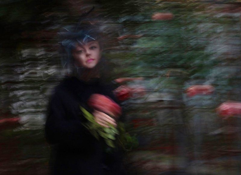 девушка, шляпа, цветок Ностальгическое фото превью