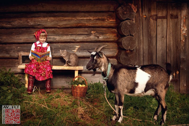 девочка,ребенок,животные,на завалинке Внекласное чтение фото превью