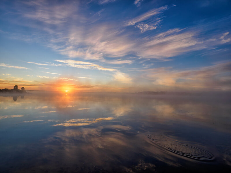 рассвет, озеро вселуг, туман, солнце, пейзаж Восход.... фото превью