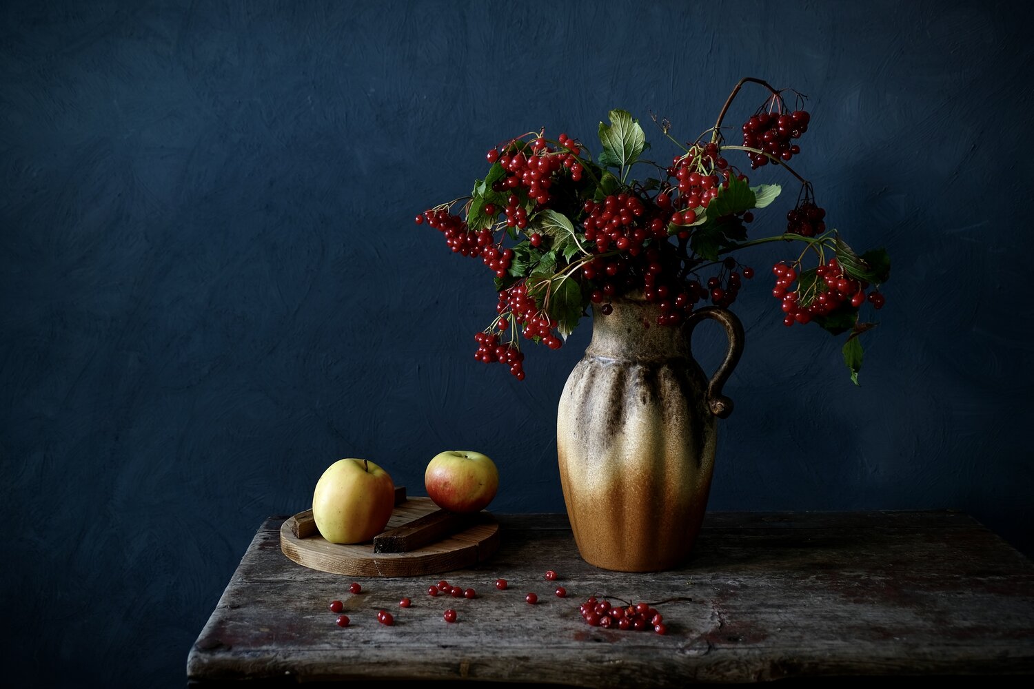 Still Life, Apple, Veburnum, Autumn, Colors, Mood, Fruit, Berries, Svetlana Povarova Ree