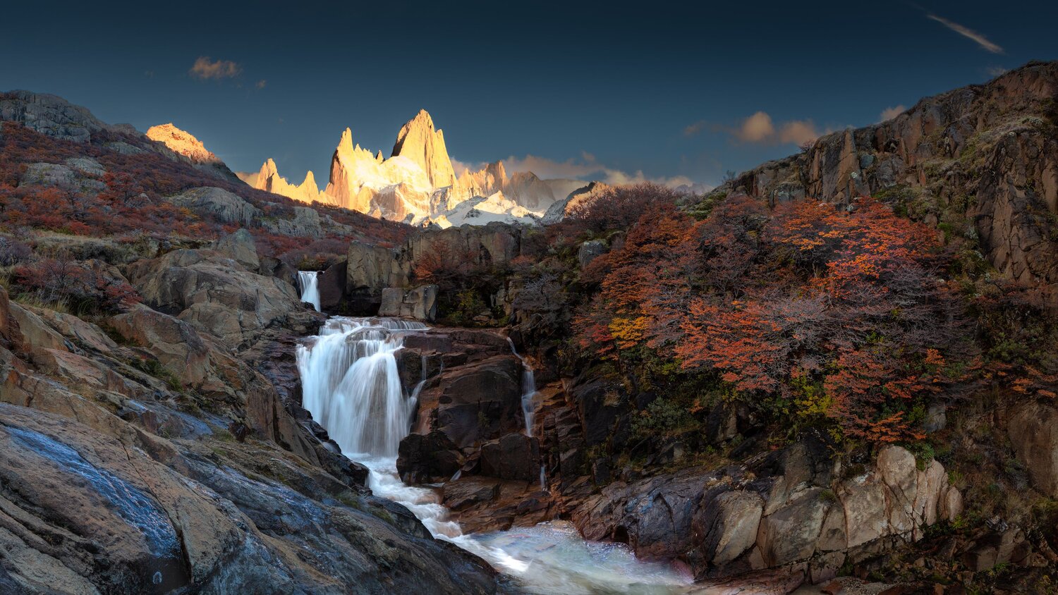 Патагония, Аргентина, Фицрой, водопад, панорама, осень, пейзаж, Patagonia, Argentina, Fitz Roy, Сулоев Алексей