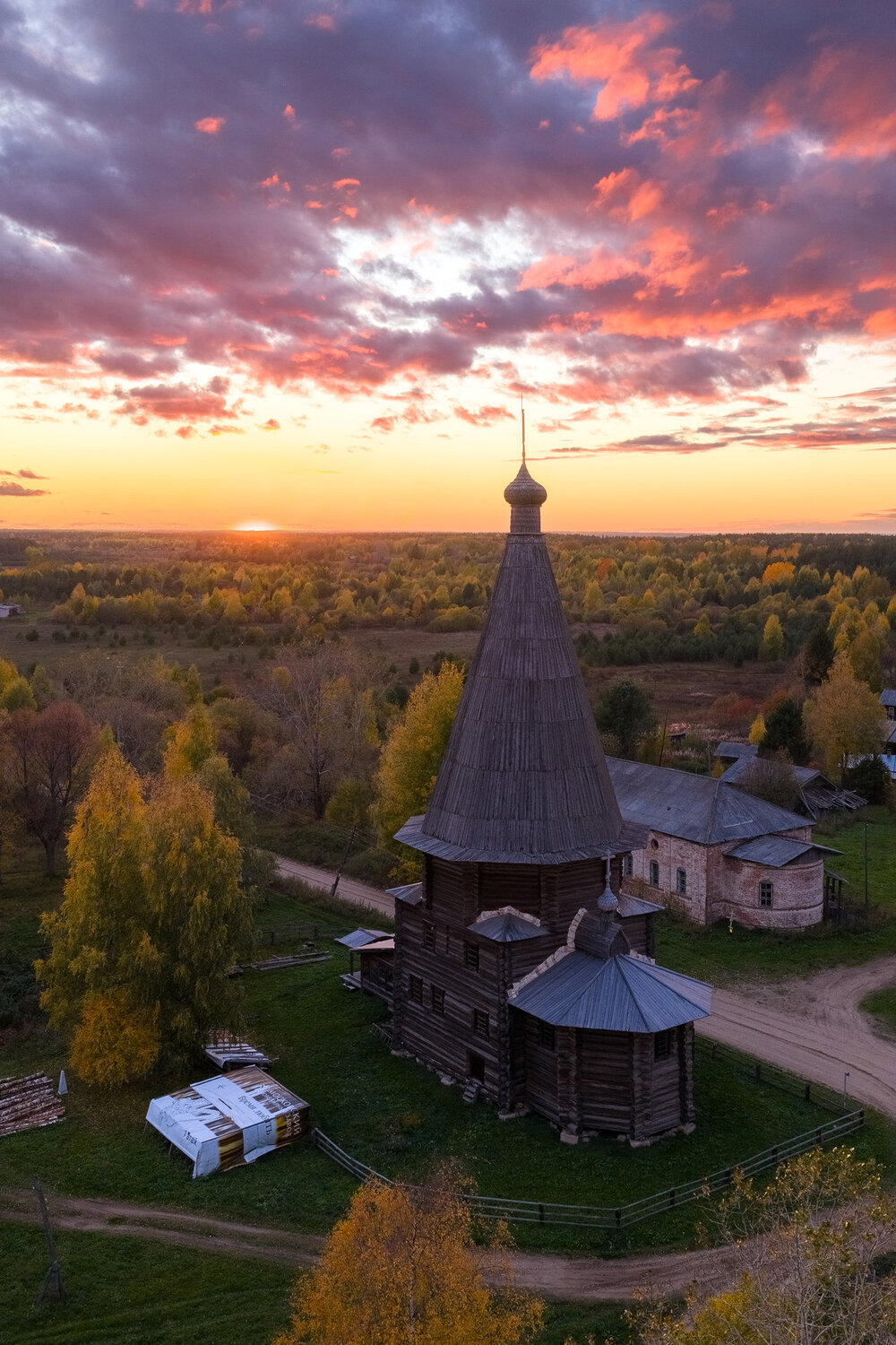 закат, осень, аэросъемка, Александр Меркушев