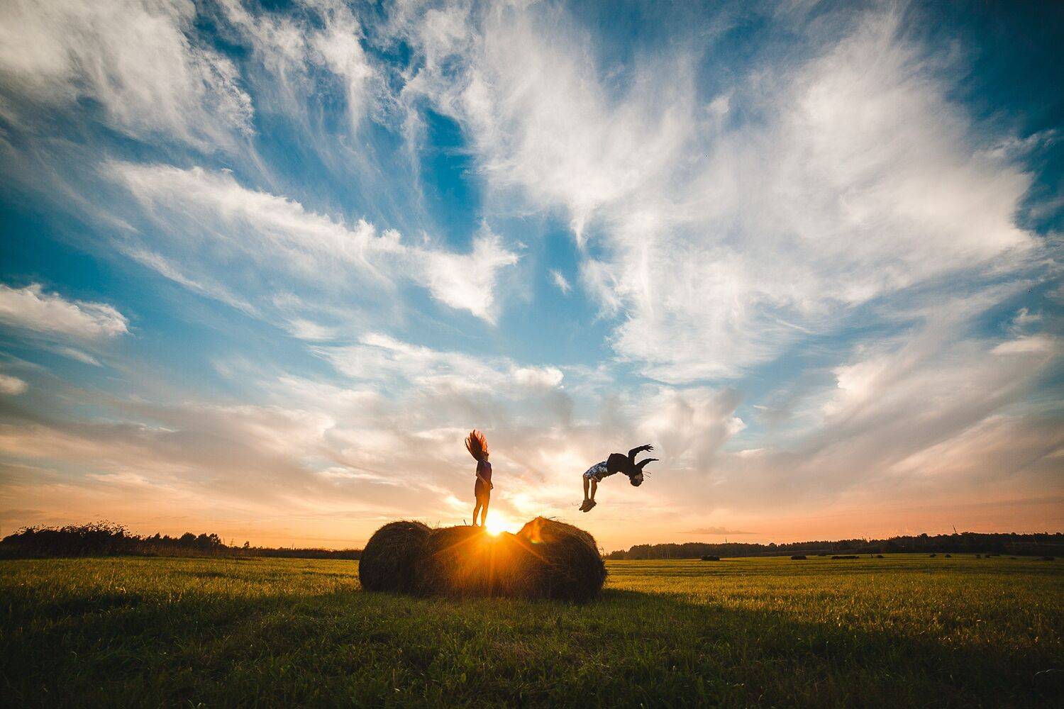 Закат, Лето, Поле, Сено, Солнце, Воронин Вова