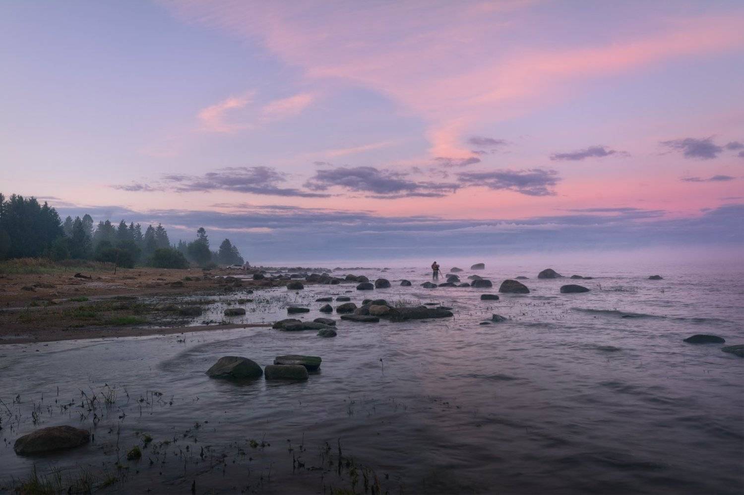Landscape, National geographic, Nikon, Nikon D7100, Sigma10-20, Берег, Буднифотографа, Вода, Водохранилище, Камни, Пейзаж, Пейзажнаясъемка, Пейзажное фото, Рассвест, Рыбинское море, Туман, Утро, Фотограф, Фототурывыходногодня, Жмак Евгений