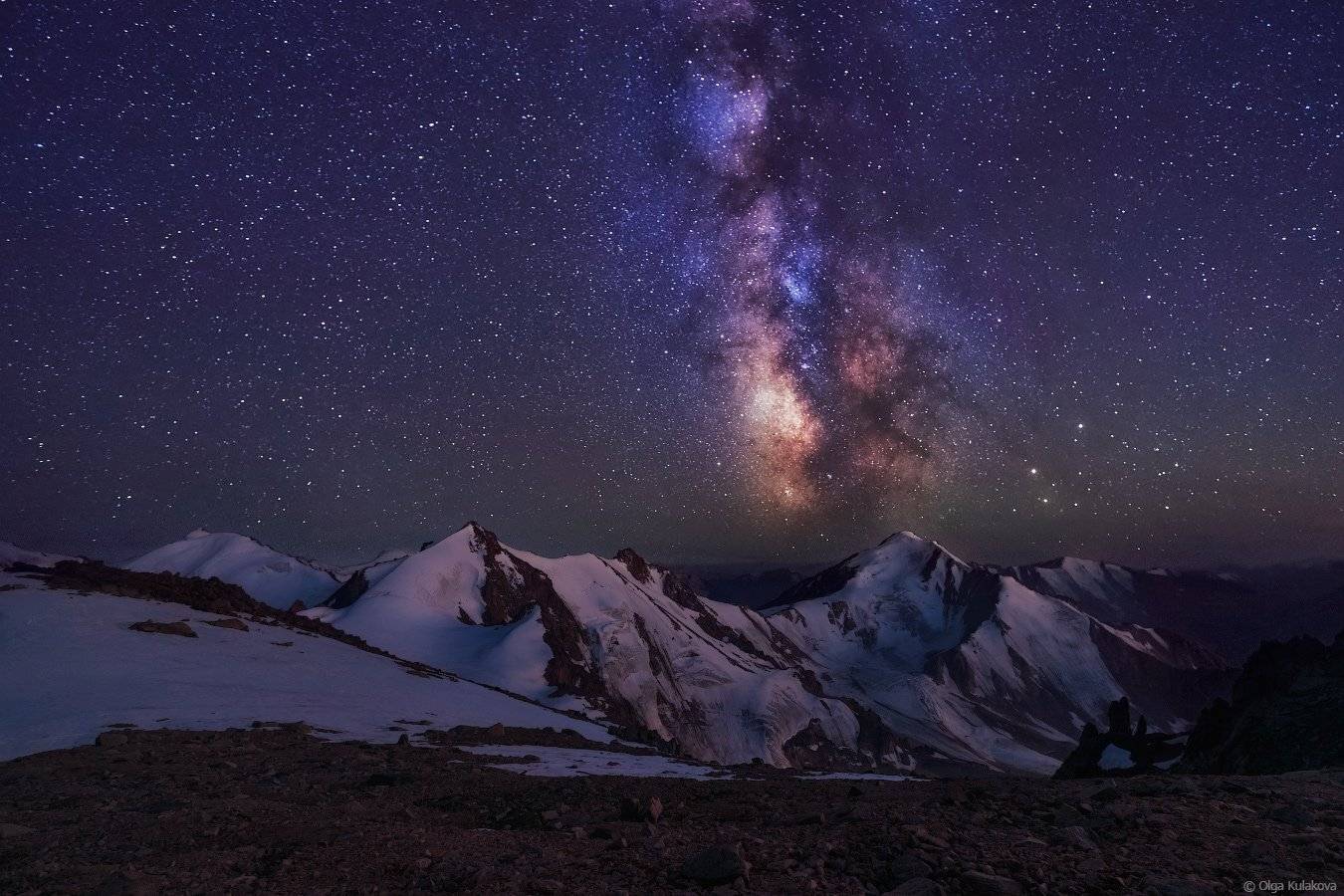 Вершины, Горы, Млечный путь, Ночное небо, Пик локомотив, Пик молодежный, Пик советов, Ольга Кулакова