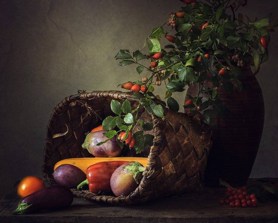 натюрморт, овощи, шиповник, калина, Ирина Приходько