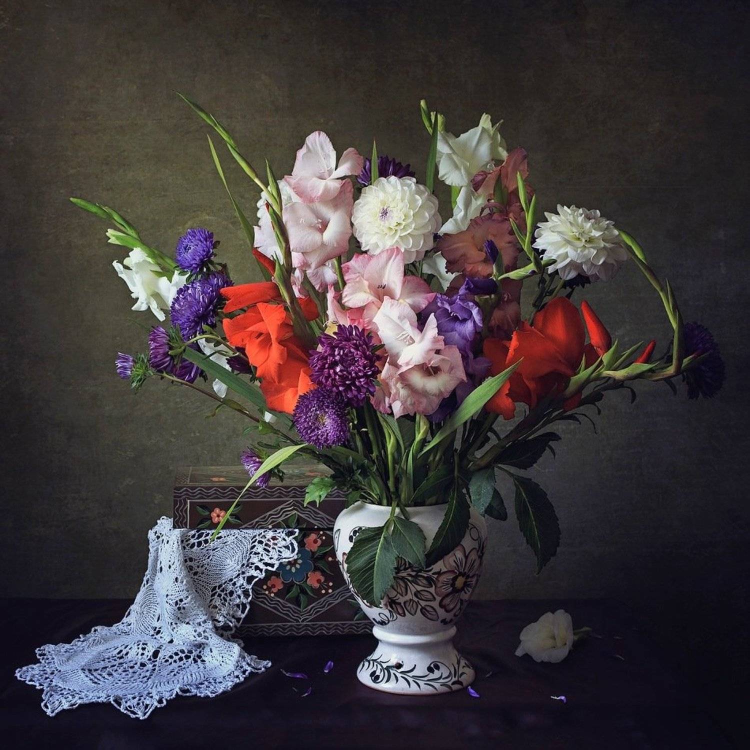 натюрморт, букет, ваза, кружева, шкатулка, Ирина Приходько
