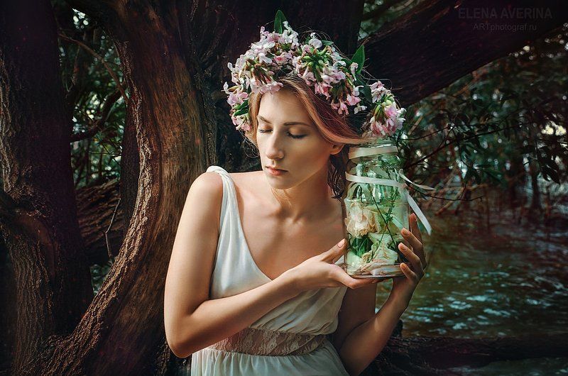 лес, лето, девушка, венок, цветы, сказочная фотосессия, деревья Шепот леса фото превью