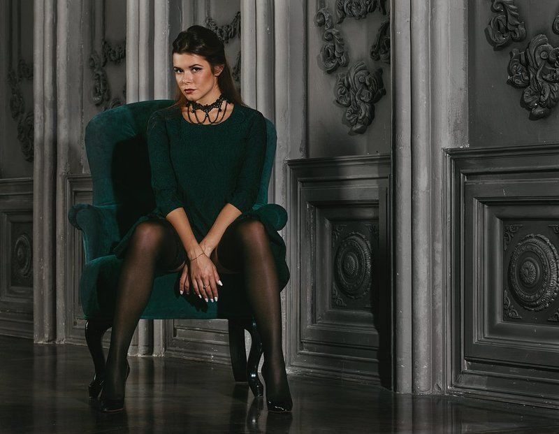 красиво, красота, модель, брюнетка, девушка, чулки, белье, студия, гламур D5 фото превью