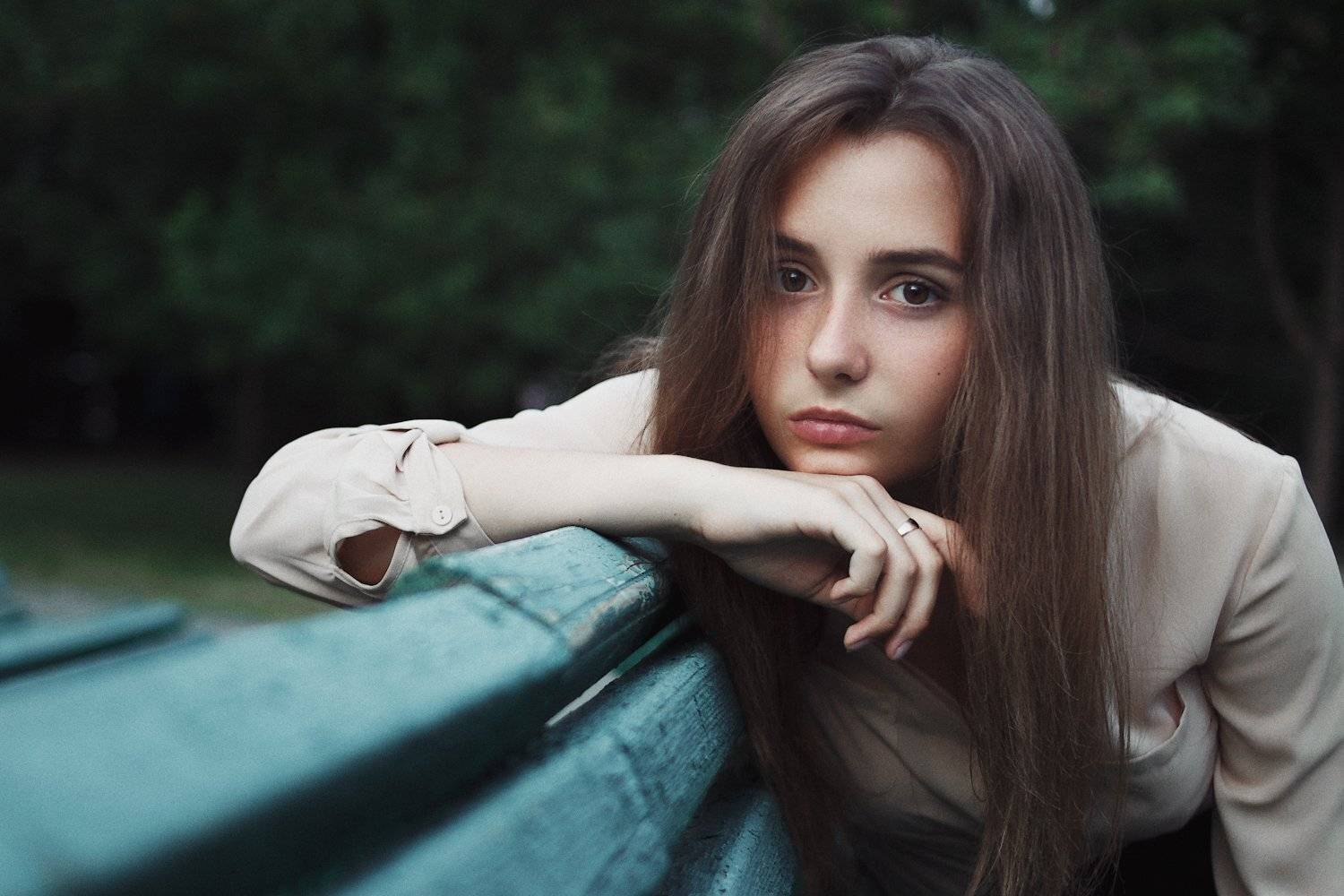 девушка, портрет, лето, лавочка, Иван Копченов