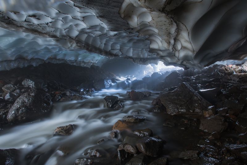Камчатка, пещера, грот, река, Мутновский Ледяная река фото превью