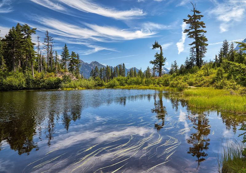 Горы, Озеро, Отражение Озеро в горах фото превью