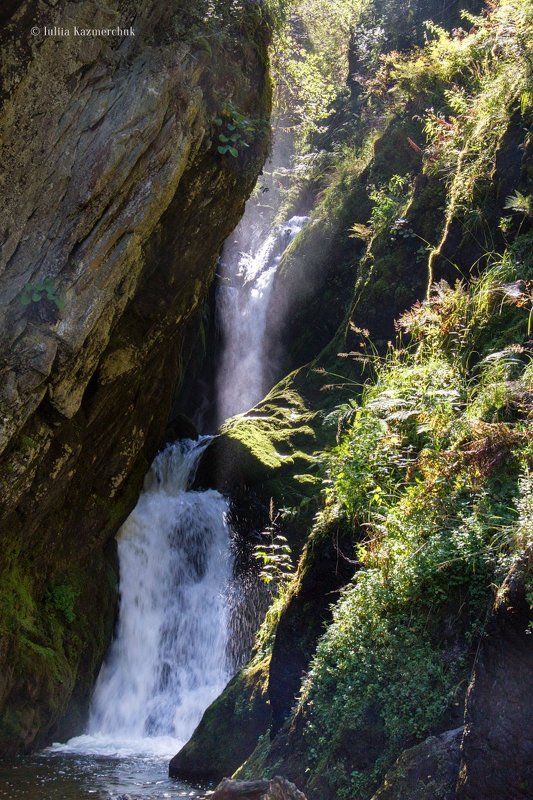 водопад, горный алтай, телецкое озеро, камни, скалы, зелень, мох, осень, вода Серебряные нити. Алтын Кӧл. фото превью