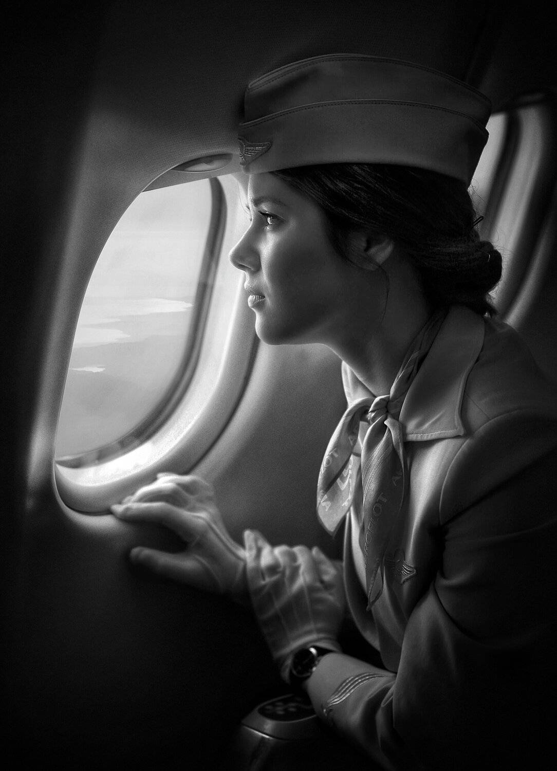 Портрет, стюардесса, Аэрофлот,Портрет, лица, жанровый портрет, Roman Mordashev photography, Черно белая фотография, Roman Mordashev
