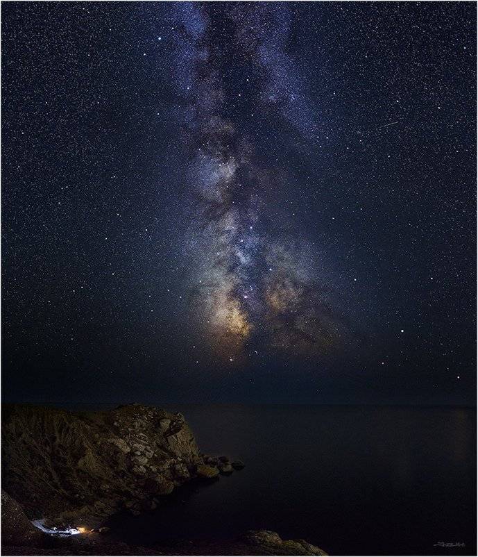 Галактика, Звездное небо, Звезды, Камни, Млечный путь, Море, Морской пейзаж, Ночной пейзаж, Ночь, Панорама, Пляж, Скалы, Черное море, Jazz Man