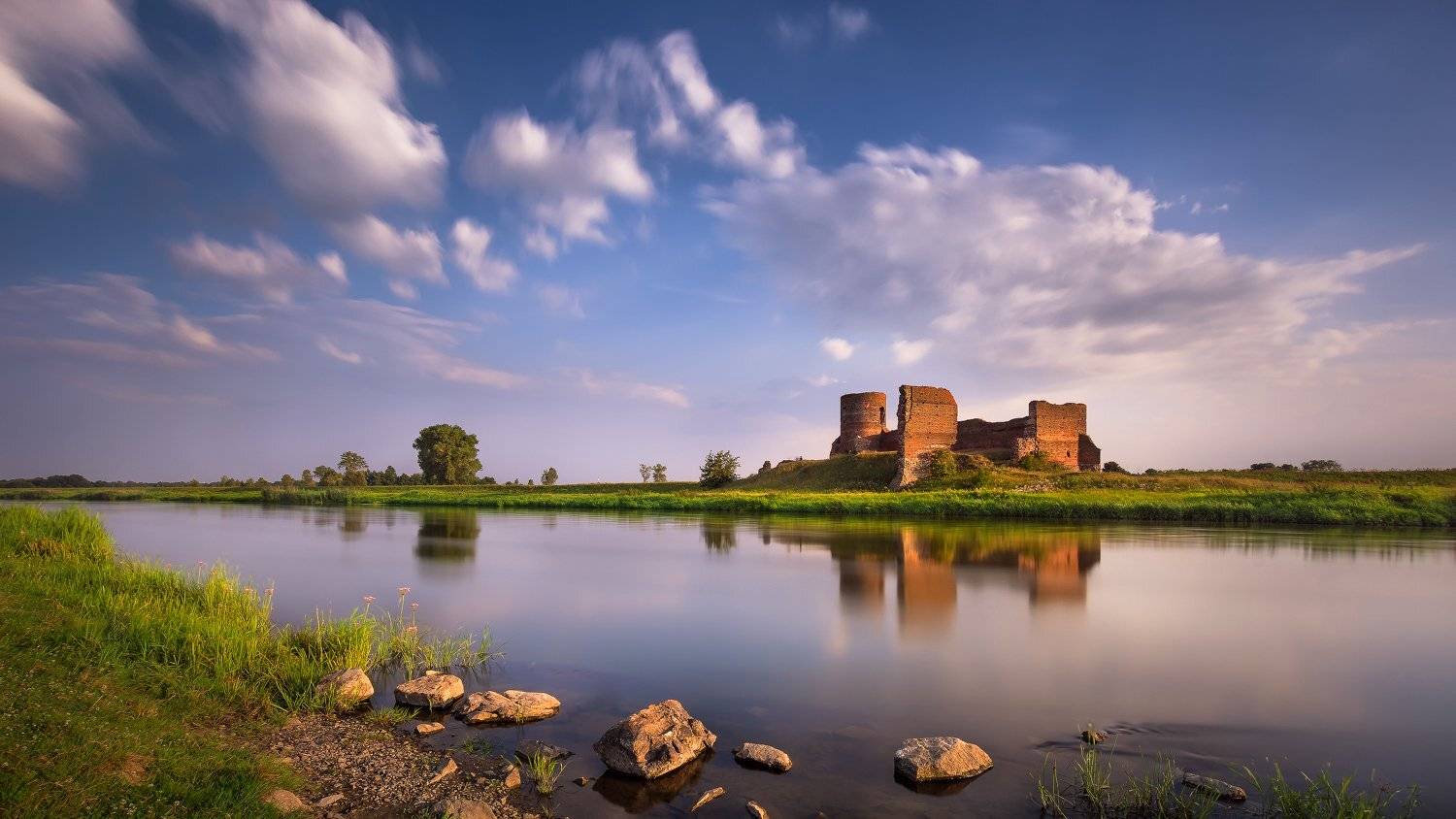 Castle, River, Summer, The Ruins, Warta, Bartłomiej Kończak